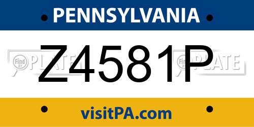 Z4581P Pennsylvania License Plate