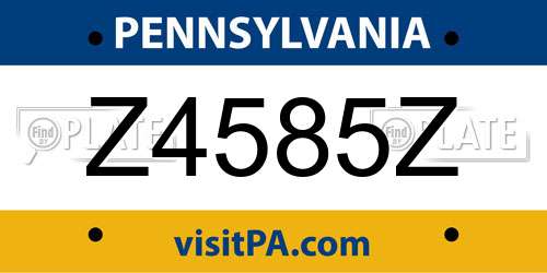 Z4585Z Pennsylvania License Plate