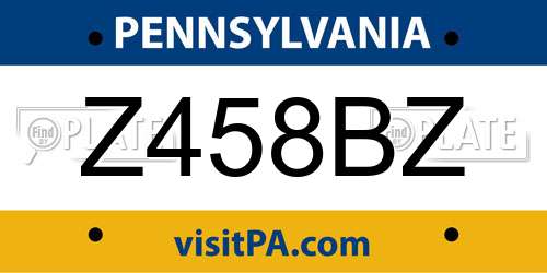 Z458BZ Pennsylvania License Plate