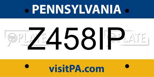 Z458IP Pennsylvania License Plate