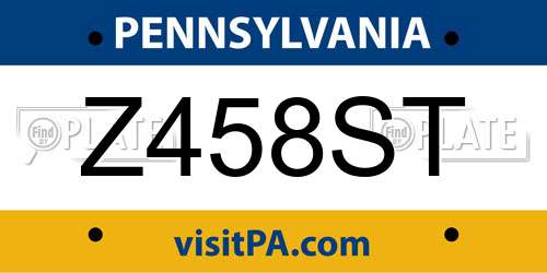 Z458ST Pennsylvania License Plate
