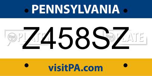 Z458SZ Pennsylvania License Plate