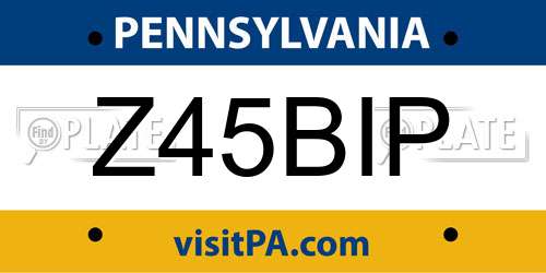 Z45BIP Pennsylvania License Plate