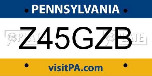 Z45GZB Pennsylvania License Plate