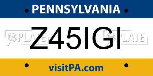 Z45IGI Pennsylvania License Plate