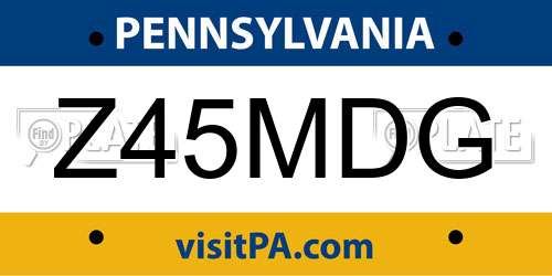 Z45MDG Pennsylvania License Plate