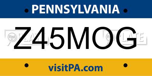 Z45MOG Pennsylvania License Plate