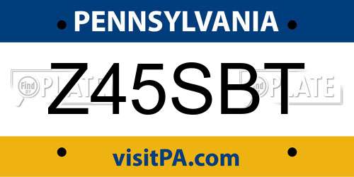 Z45SBT Pennsylvania License Plate