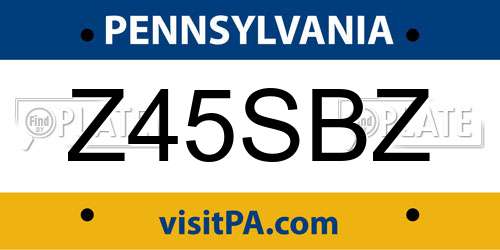 Z45SBZ Pennsylvania License Plate
