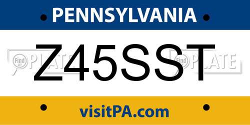 Z45SST Pennsylvania License Plate