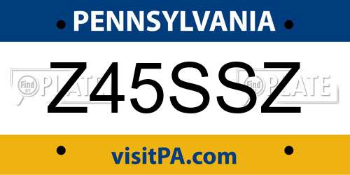 Z45SSZ Pennsylvania License Plate