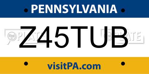 Z45TUB Pennsylvania License Plate