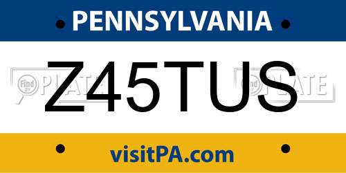 Z45TUS Pennsylvania License Plate