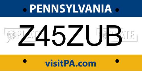 Z45ZUB Pennsylvania License Plate