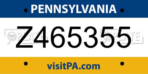 Z465355 Pennsylvania License Plate