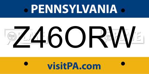 Z46ORW Pennsylvania License Plate