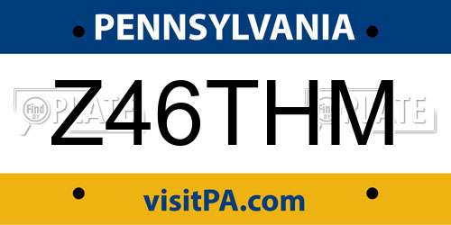 Z46THM Pennsylvania License Plate