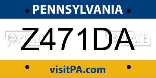 Z471DA Pennsylvania License Plate