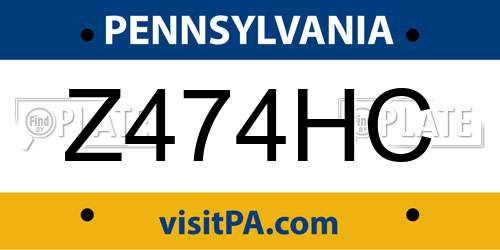Z474HC Pennsylvania License Plate
