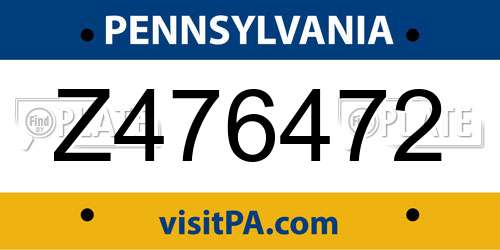 Z476472 Pennsylvania License Plate