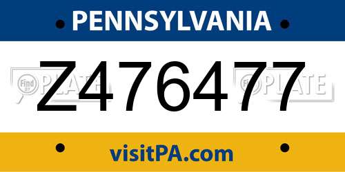 Z476477 Pennsylvania License Plate