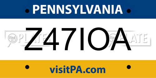 Z47IOA Pennsylvania License Plate
