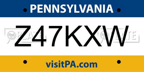Z47KXW Pennsylvania License Plate