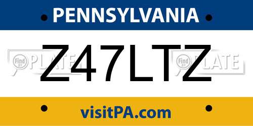 Z47LTZ Pennsylvania License Plate