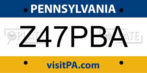 Z47PBA Pennsylvania License Plate