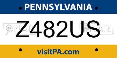 Z482US Pennsylvania License Plate