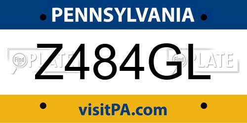 Z484GL Pennsylvania License Plate