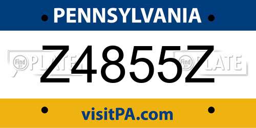 Z4855Z Pennsylvania License Plate