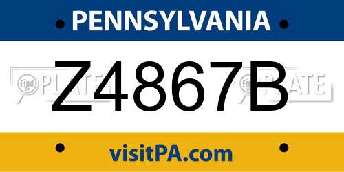Z4867B Pennsylvania License Plate