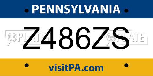 Z486ZS Pennsylvania License Plate