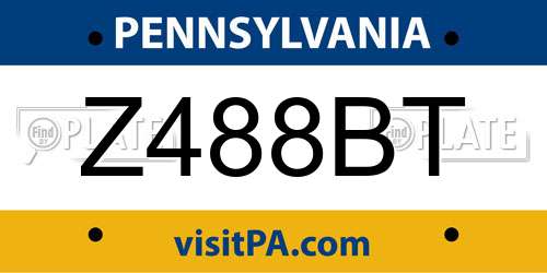 Z488BT Pennsylvania License Plate