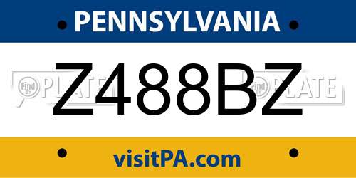 Z488BZ Pennsylvania License Plate