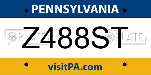 Z488ST Pennsylvania License Plate