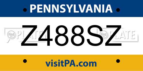 Z488SZ Pennsylvania License Plate