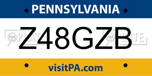 Z48GZB Pennsylvania License Plate