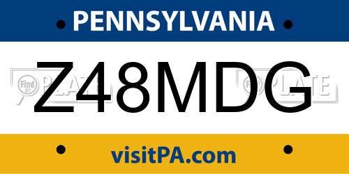 Z48MDG Pennsylvania License Plate