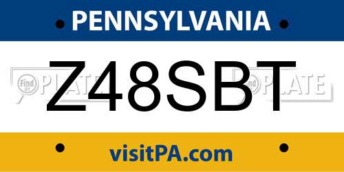 Z48SBT Pennsylvania License Plate