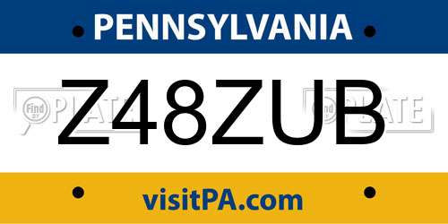 Z48ZUB Pennsylvania License Plate