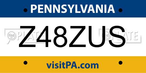 Z48ZUS Pennsylvania License Plate
