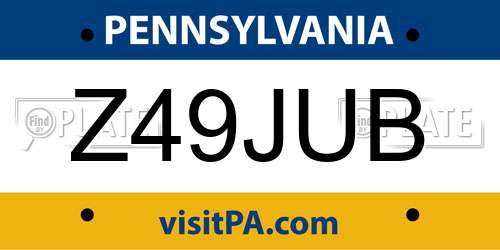 Z49JUB Pennsylvania License Plate