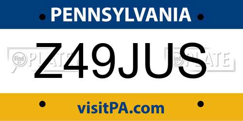 Z49JUS Pennsylvania License Plate