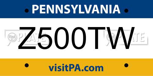 Z500TW Pennsylvania License Plate