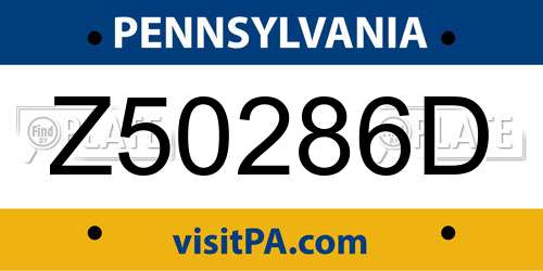 Z50286D Pennsylvania License Plate