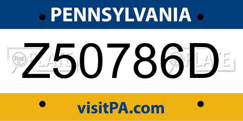 Z50786D Pennsylvania License Plate