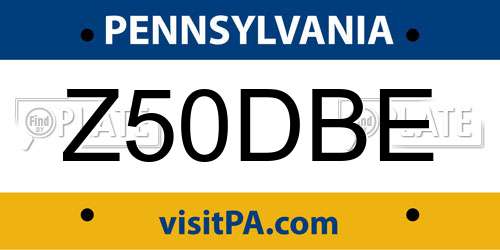Z50DBE Pennsylvania License Plate
