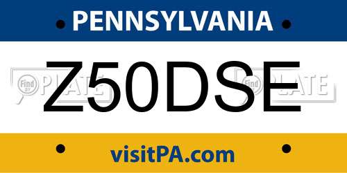 Z50DSE Pennsylvania License Plate